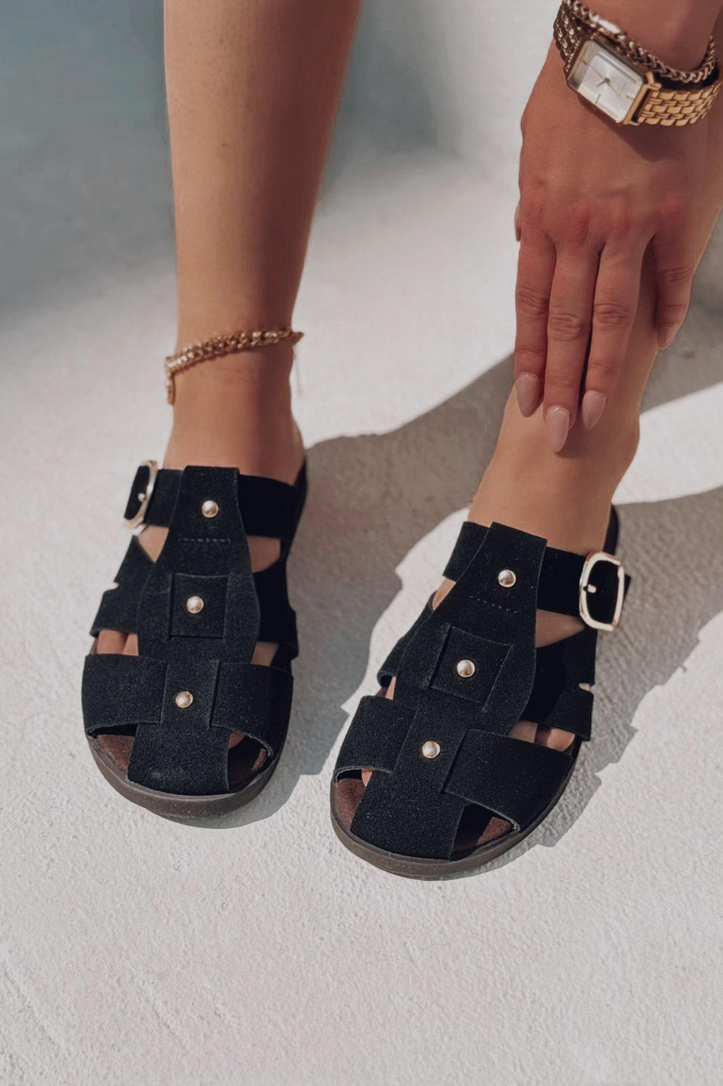 Tayra Black Suede Women's Slides