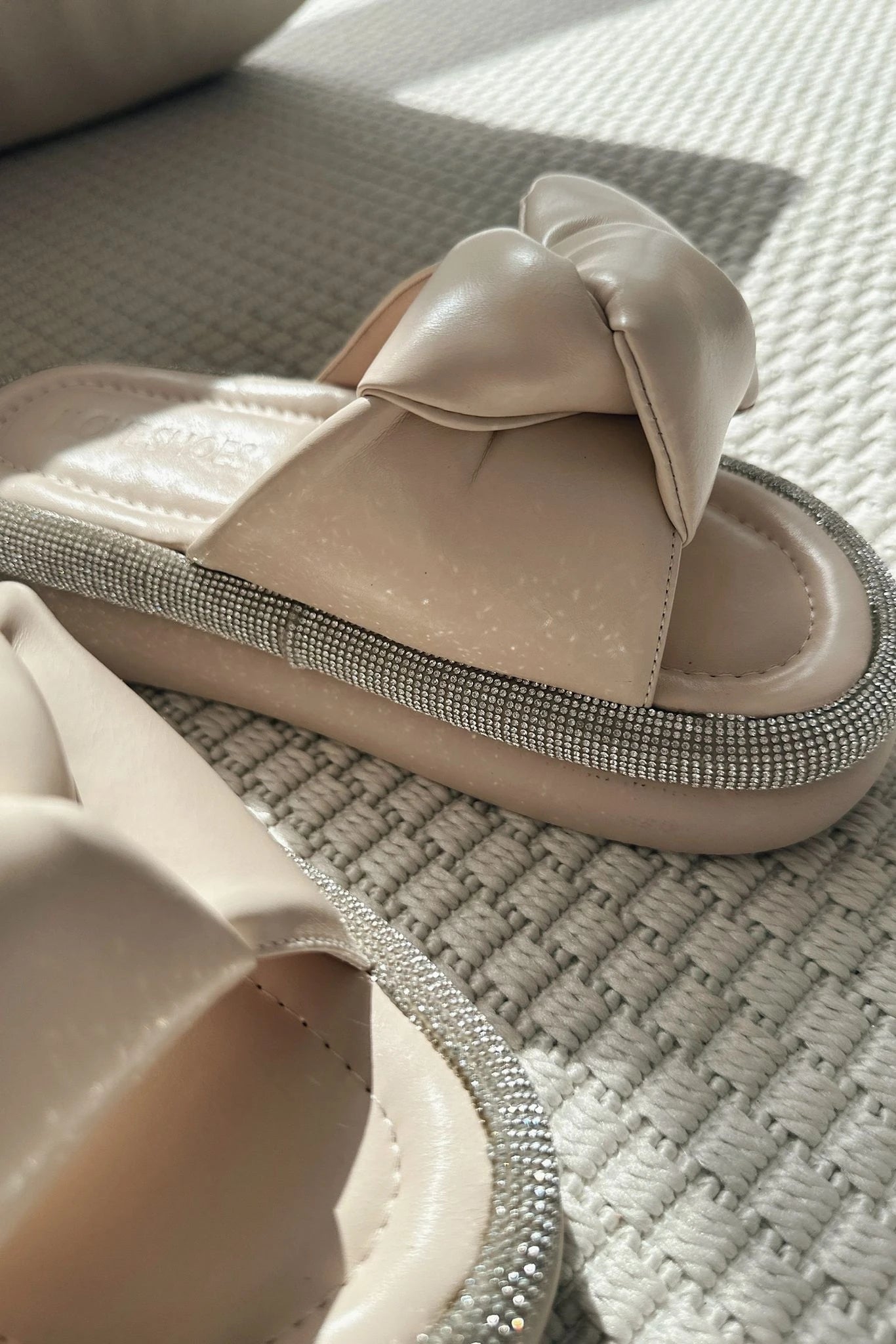 Monnet Beige Faux Leather Women's Mules