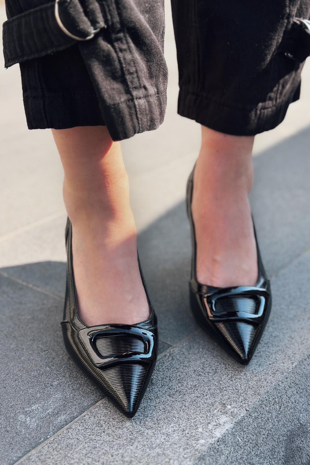 Finrel Black Patent Faux Leather Women's Stilettos