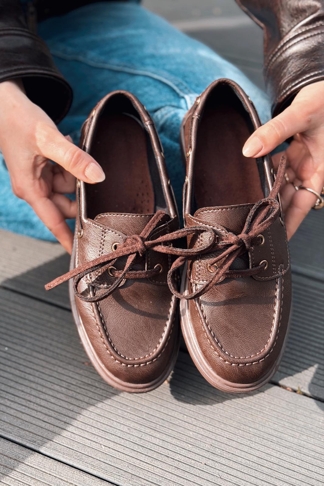 Morin Dark Brown Faux Leather Women's Oxford Shoes