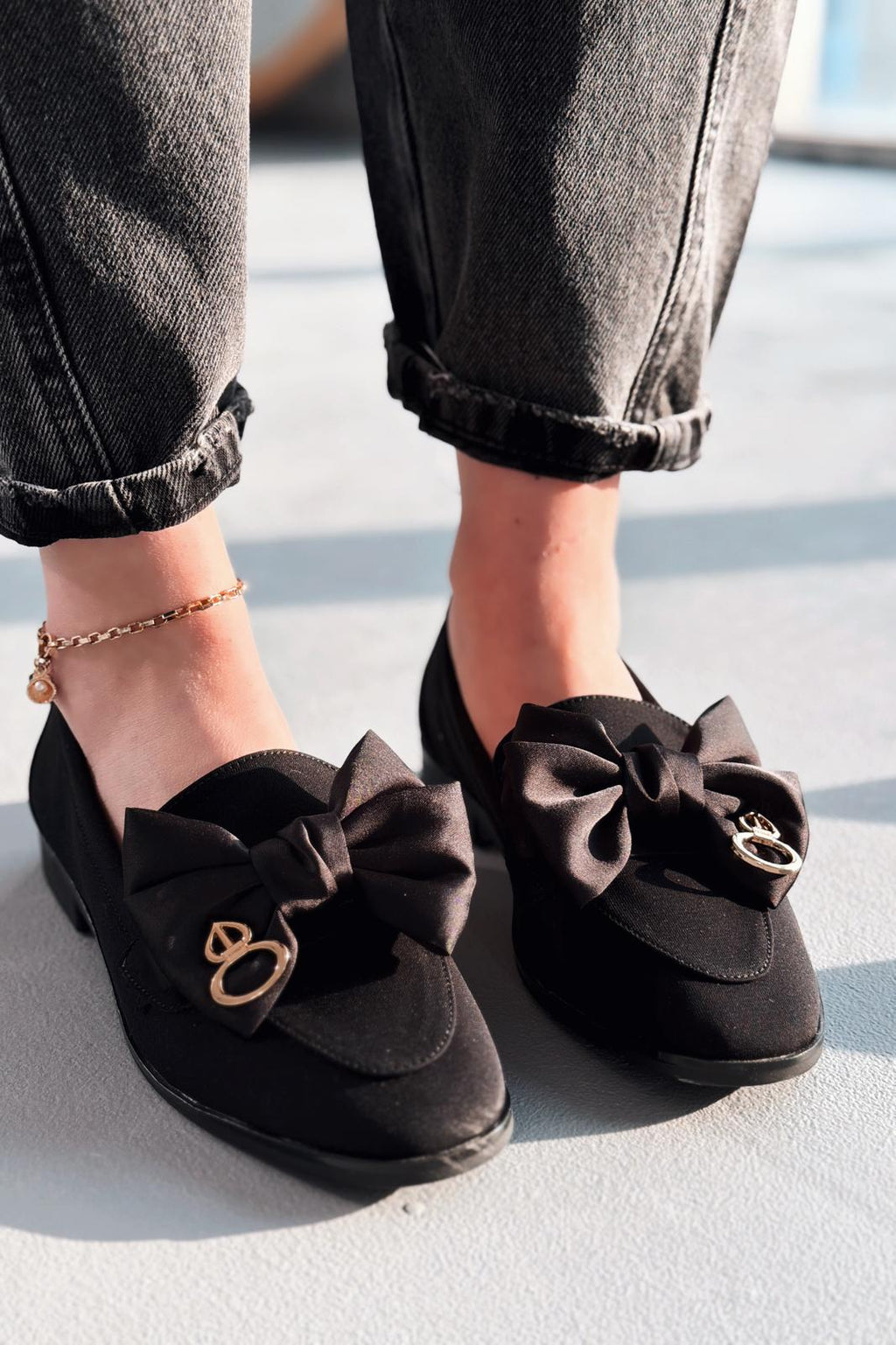 Norrada Black Satin women's loafers