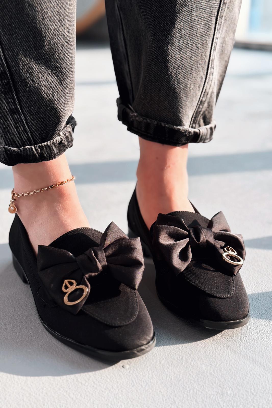 Norrada Black Satin women's loafers