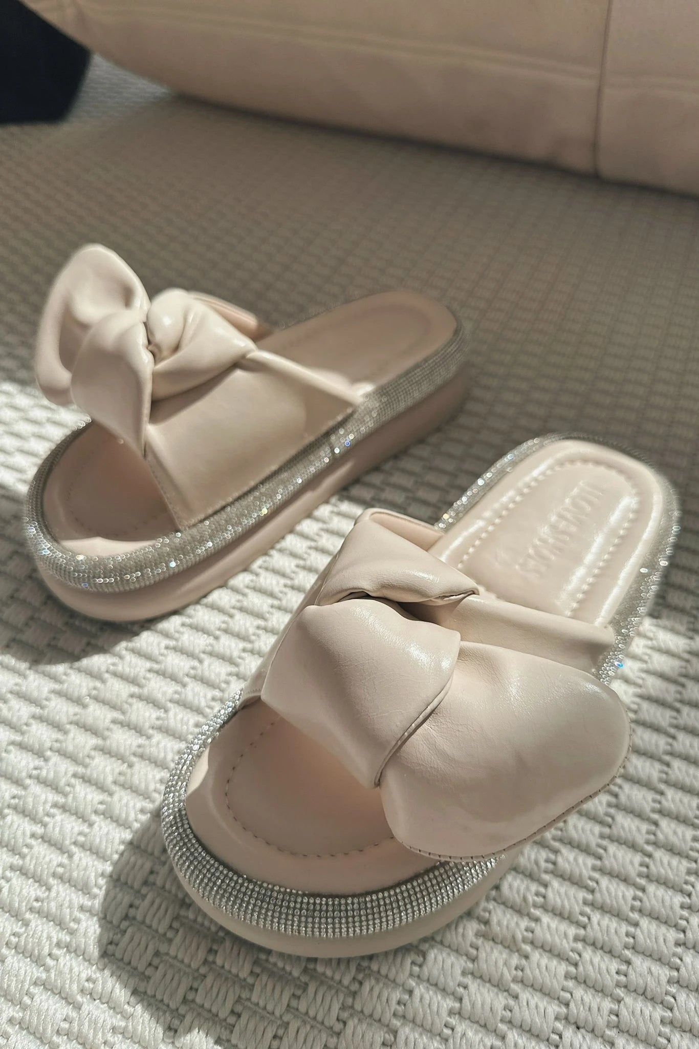 Monnet Beige Faux Leather Women's Mules