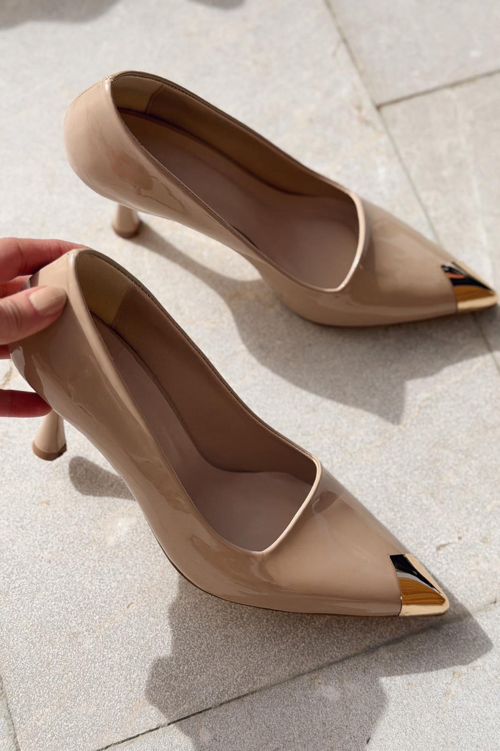 Noctra Nude Patent Faux Leather Women's Stilettos