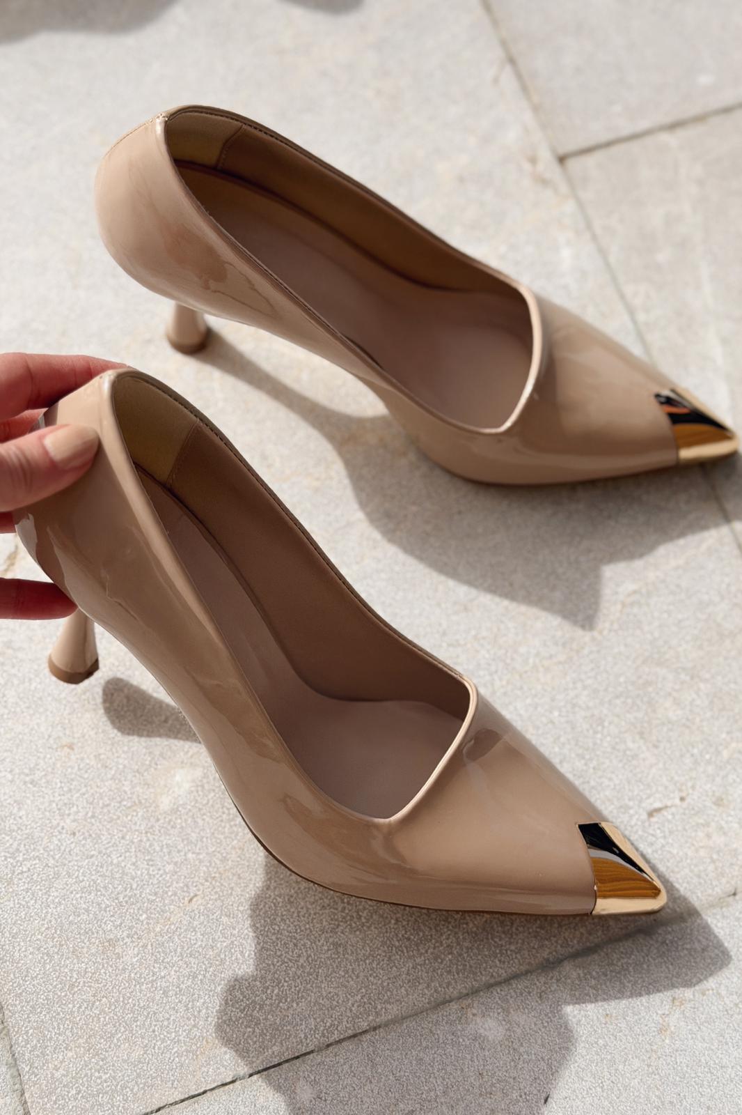 Noctra Nude Patent Faux Leather Women's Stilettos