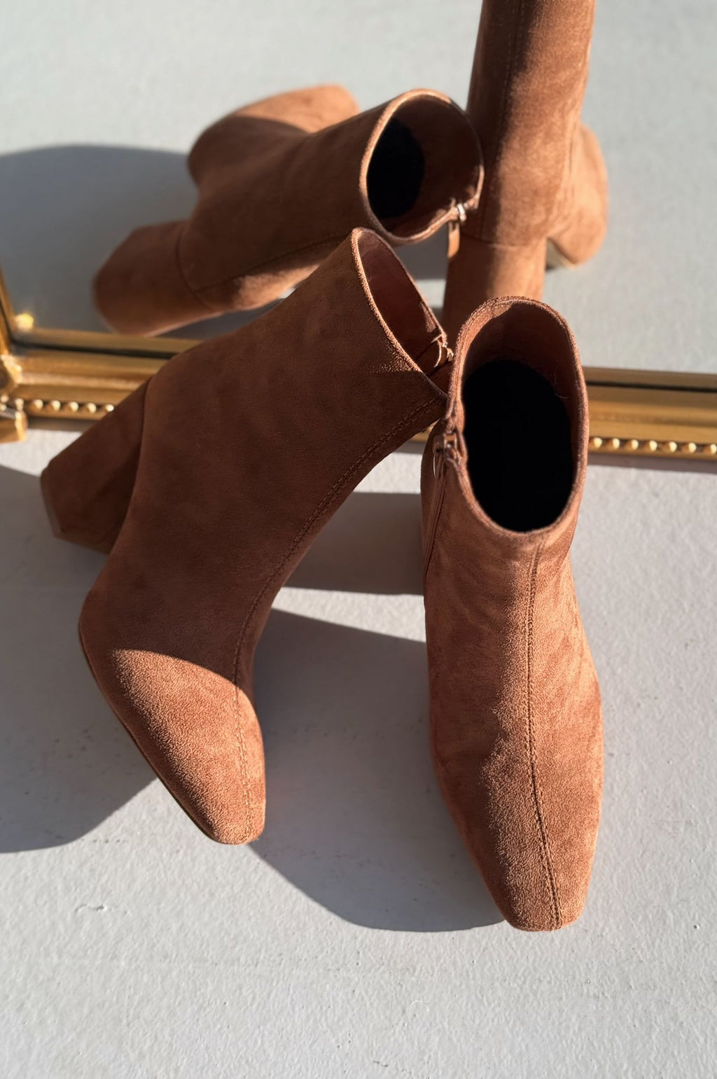Larsew Suede Tan High Heel Women's Boots
