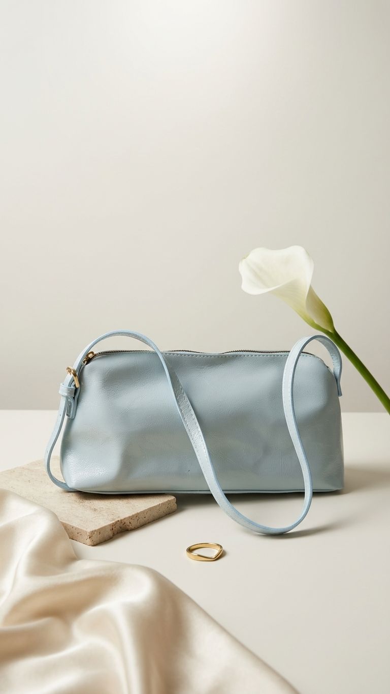 Selvelin Women's Shoulder Bag Baby Blue Patent Faux Leather