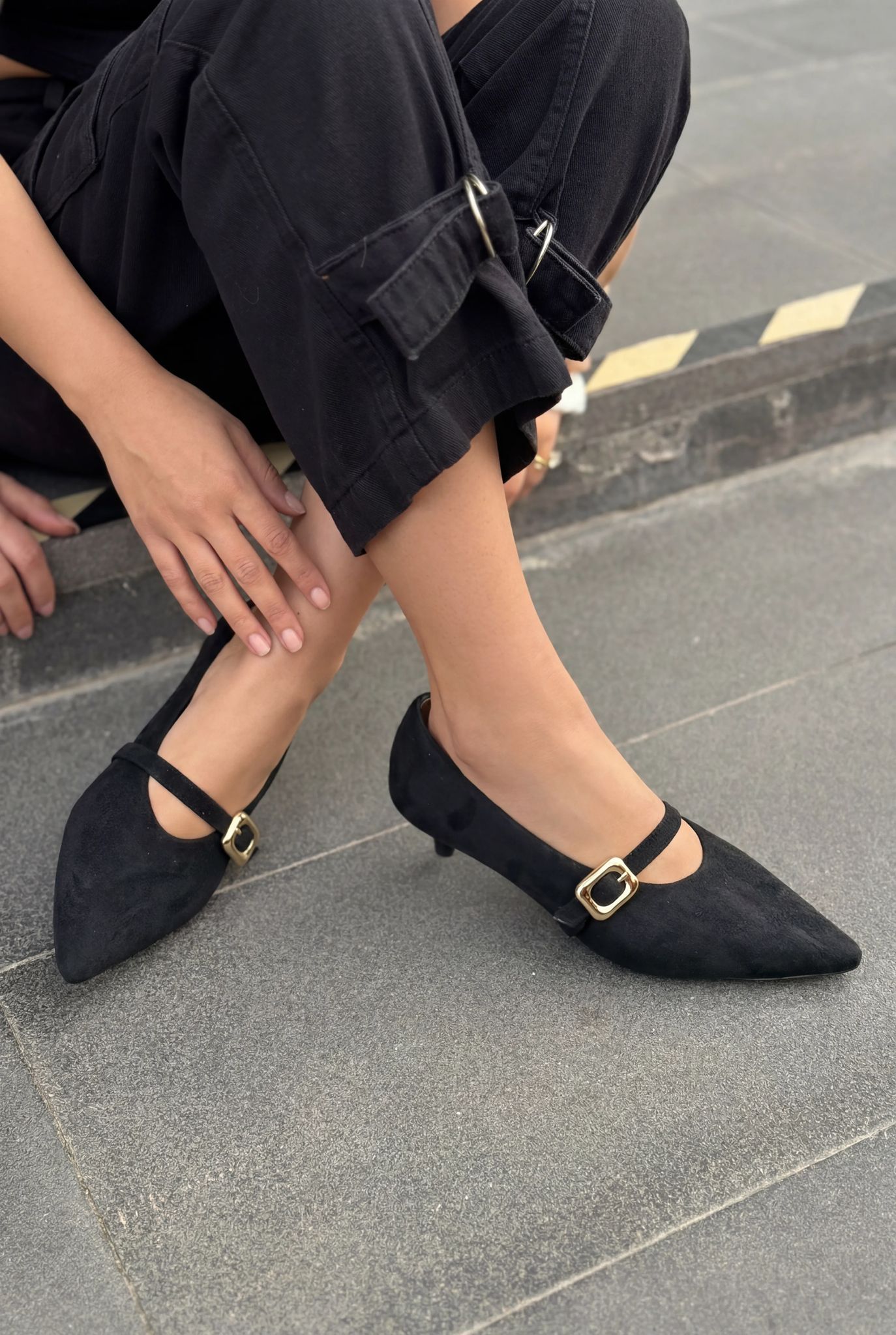 Karden Black Suede Genuine Leather Women's Stilettos
