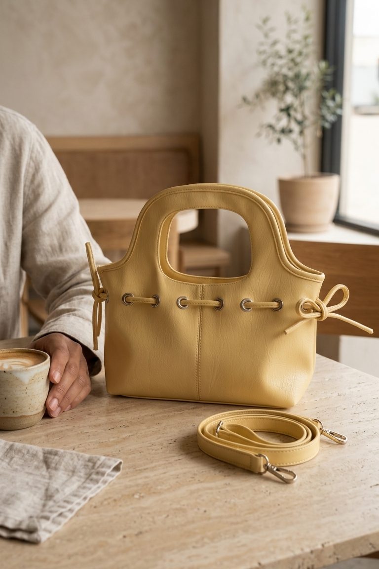 Varent Yellow Faux Leather Women's Handbag