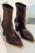 Selvora Brown Faux Leather Stretch Women's Boots