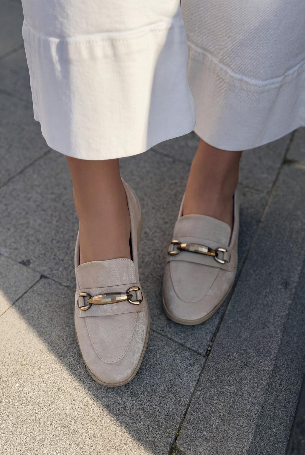 Ardena Beige Satin Women's Loafers