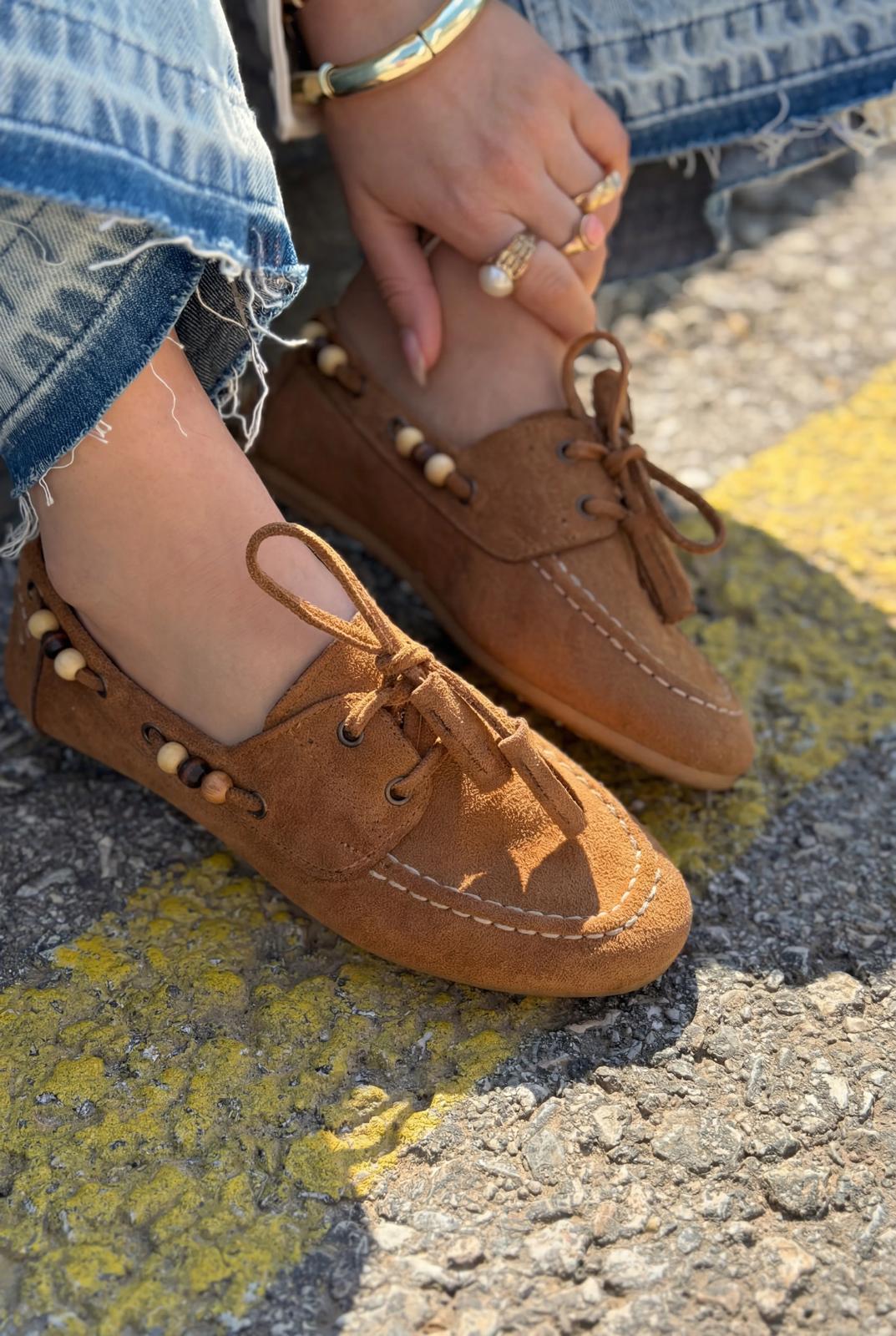 Brion Tan Suede Women's Oxford Shoes