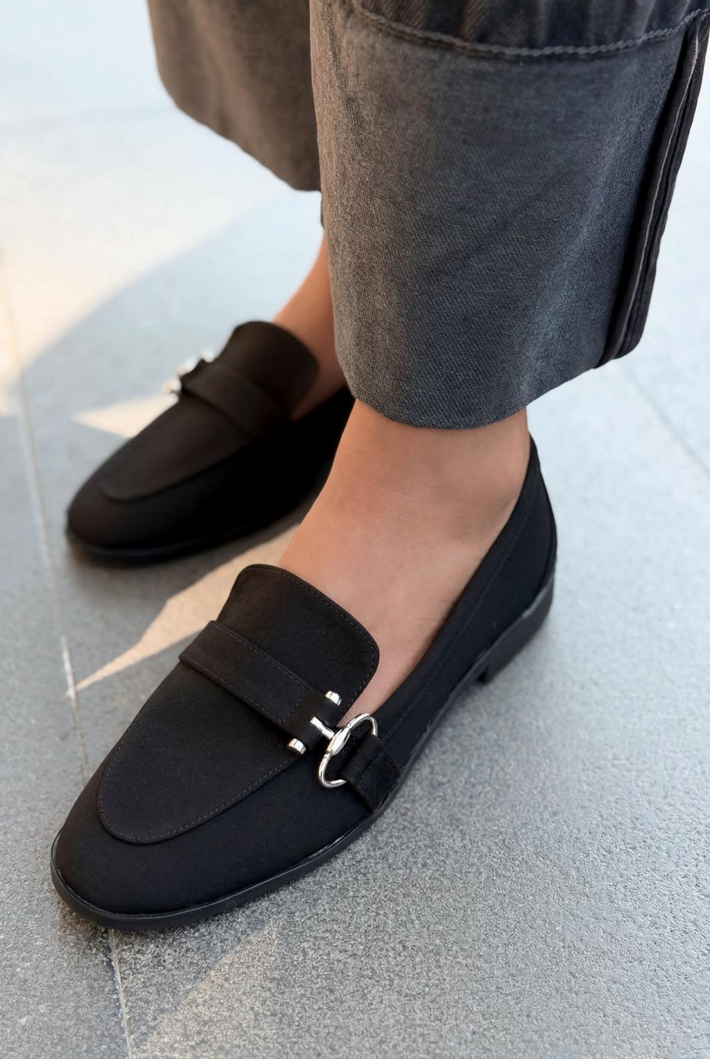 Torlax Black Satin Women's Loafers