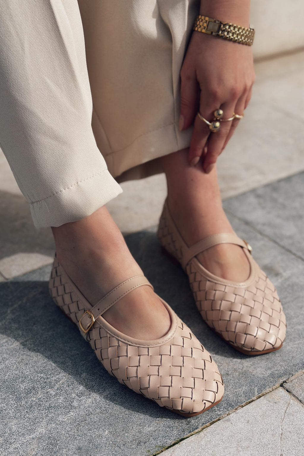 Roselle Nude Faux Leather Women's Flats