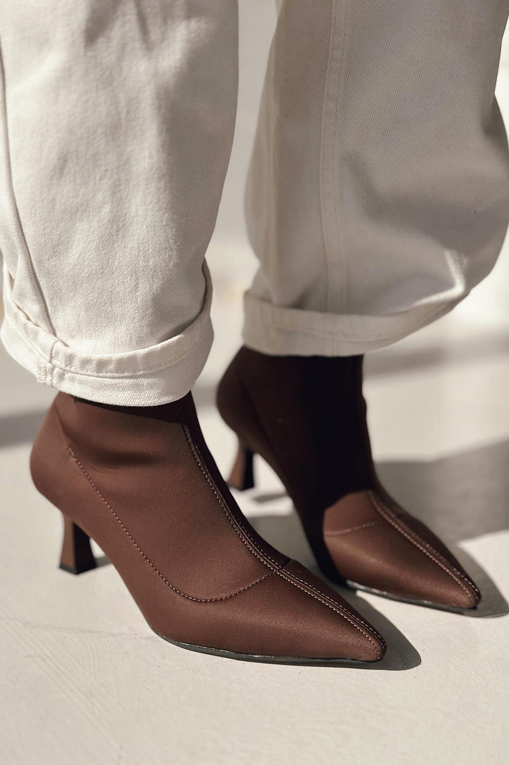 Loravo Acı Kahve Sock Thin Heel Boots
