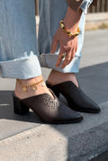 Noravina Genuine Leather Brown Pumps