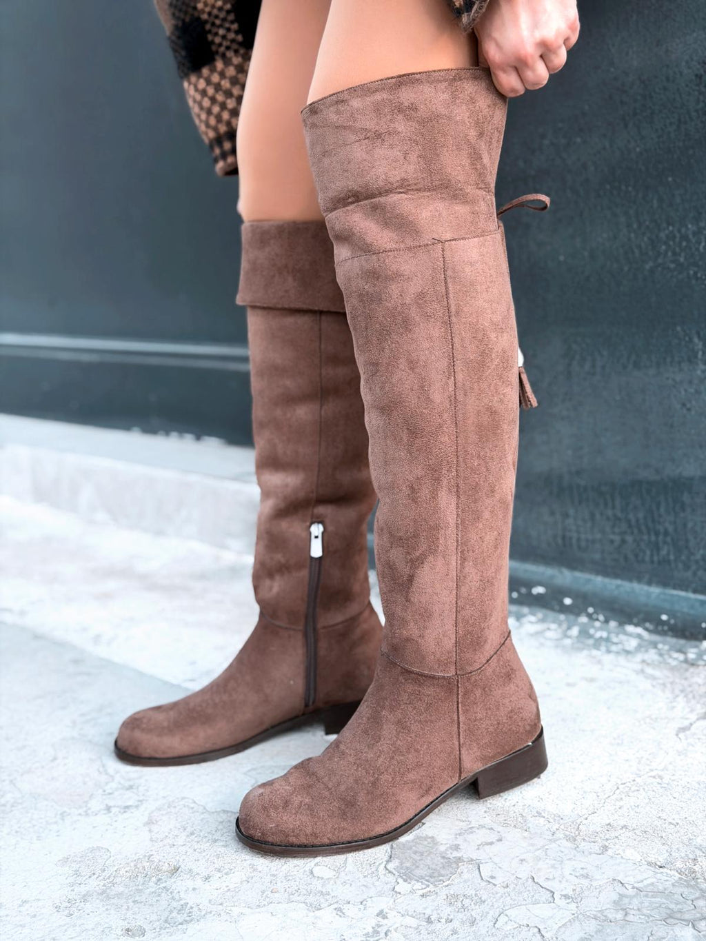 Jolvern Brown Suede Fringe Detail Women's Boots