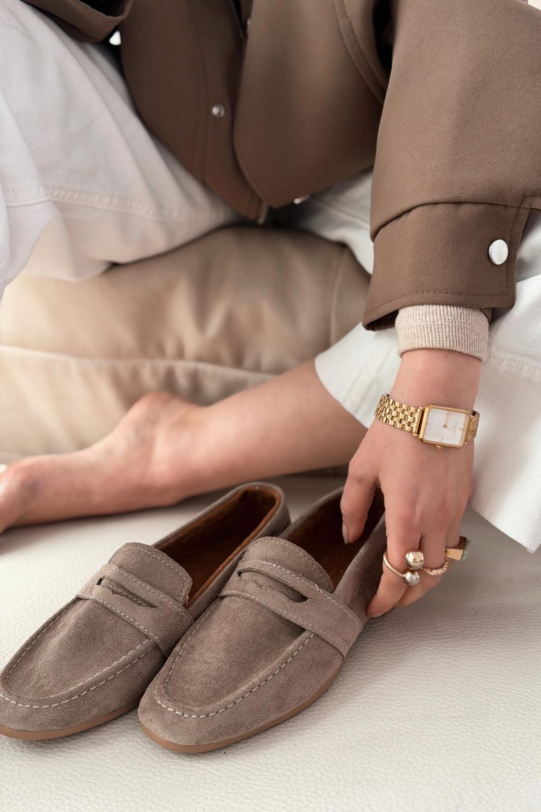 Orvino Taupe Suede Women's Loafers
