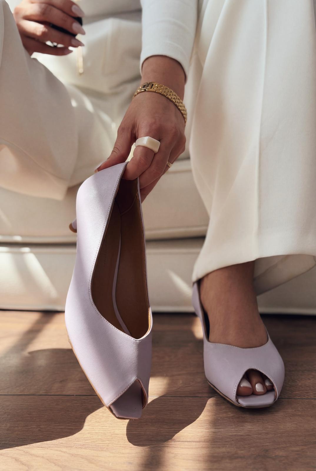 Norvion Lilac Genuine Leather Faux Leather Women's Pumps