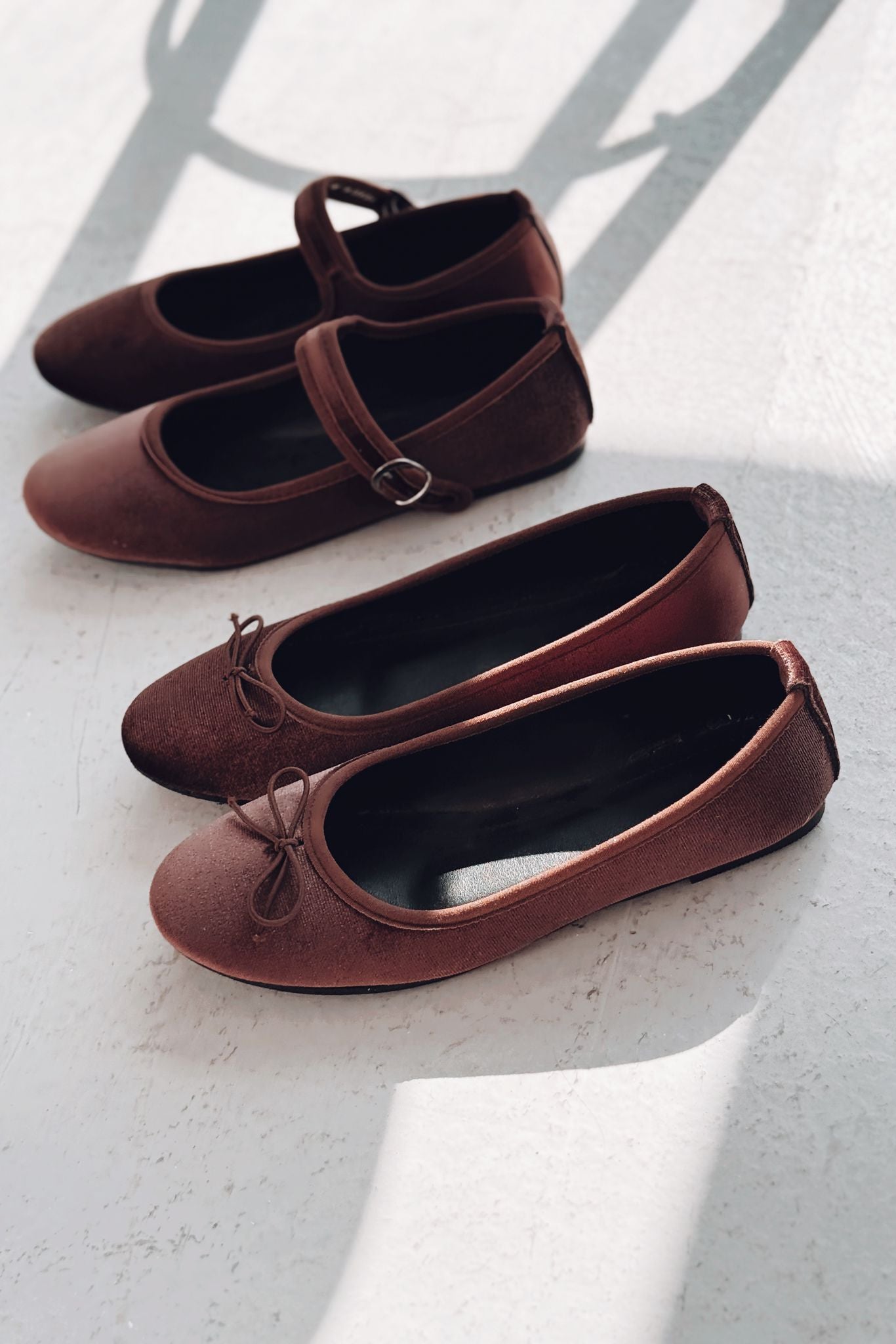 Lante Dark Brown Velvet Women's Mary Jane Flats