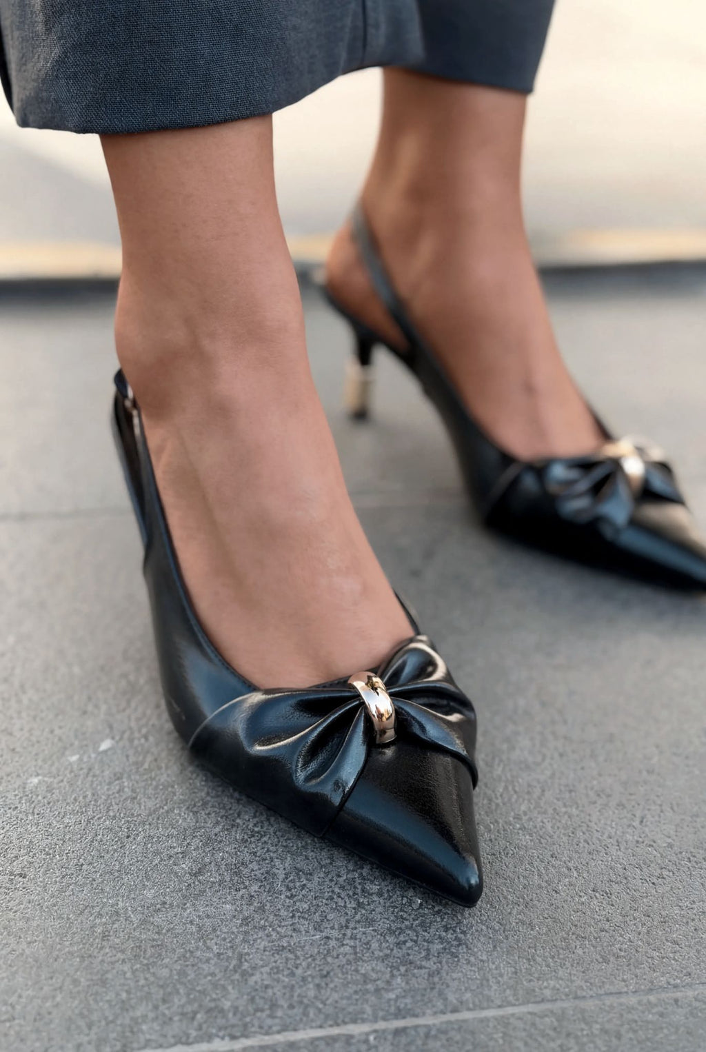 Lorvani Black Faux Leather Women's Stilettos