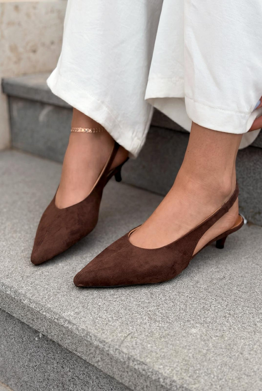 Selor Light Brown Suede Genuine Leather Women's Stilettos