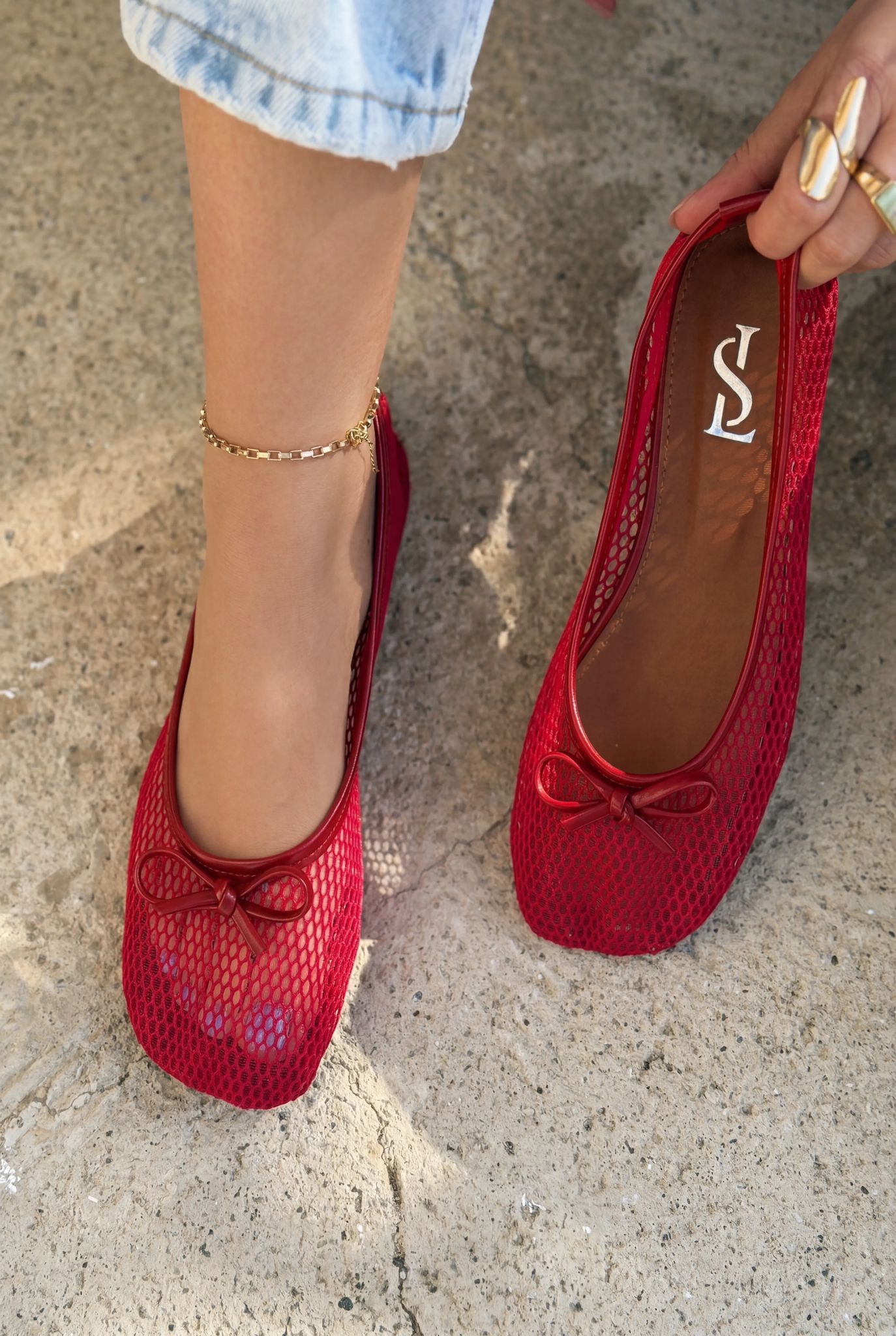 Torina Red Mesh Women's Flats