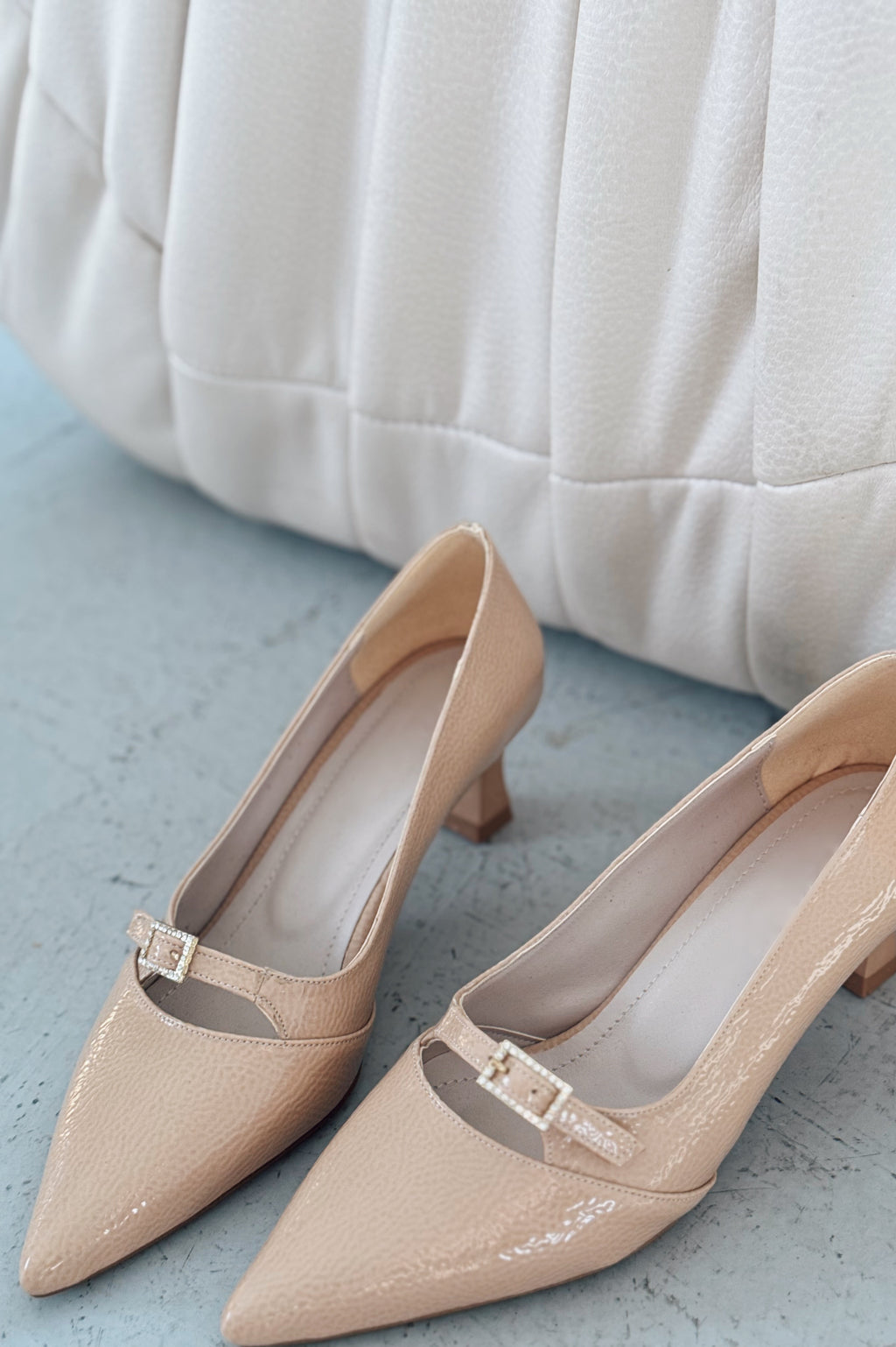 Jolor Nude Patent Faux Leather Women's Stilettos