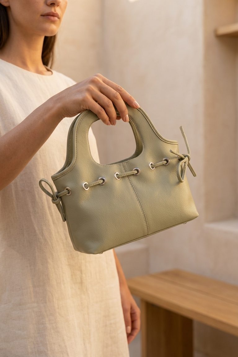 Varent Green Faux Leather Women's Handbag