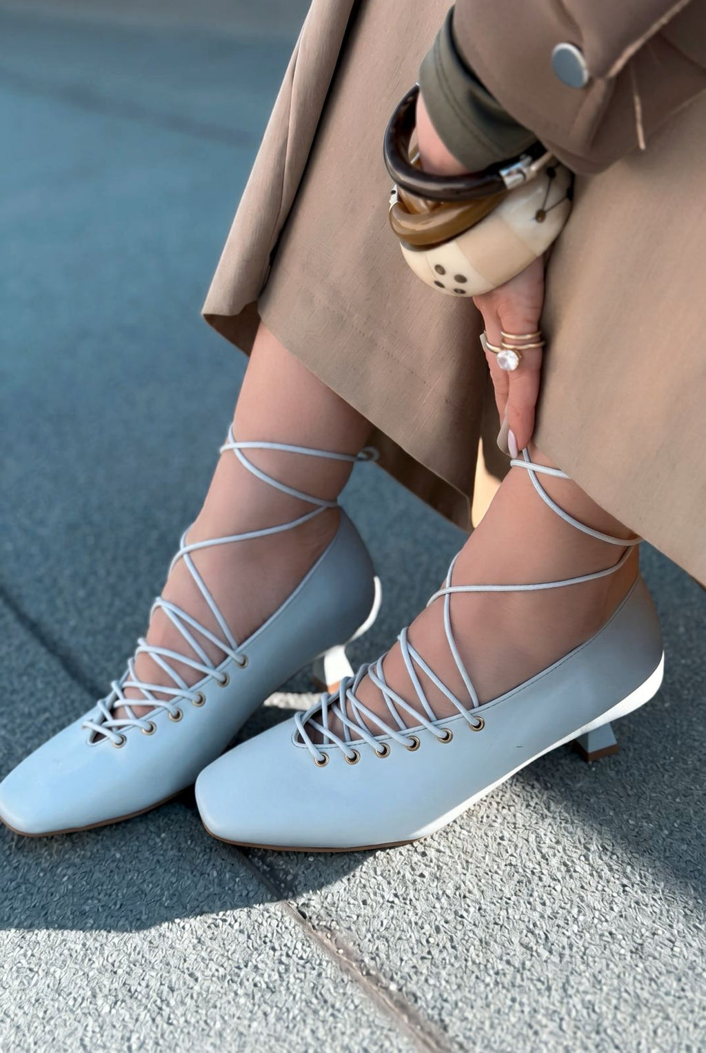 Sernis Baby Blue Faux Leather Women's Pumps