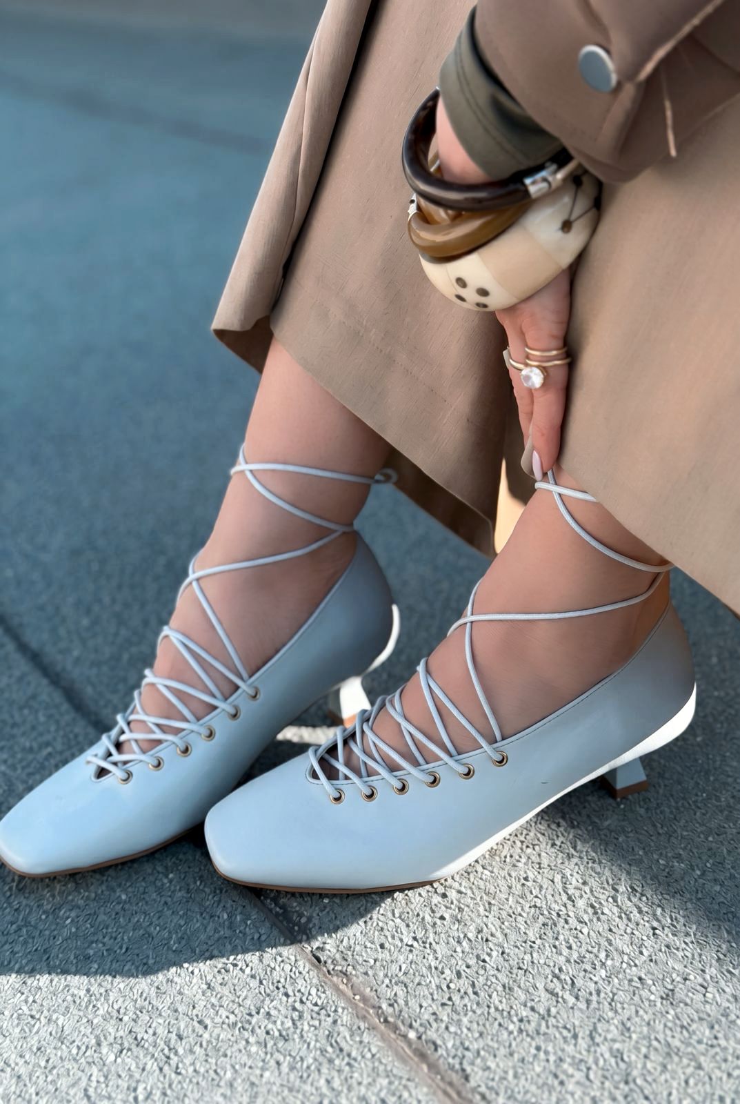Sernis Baby Blue Faux Leather Women's Pumps