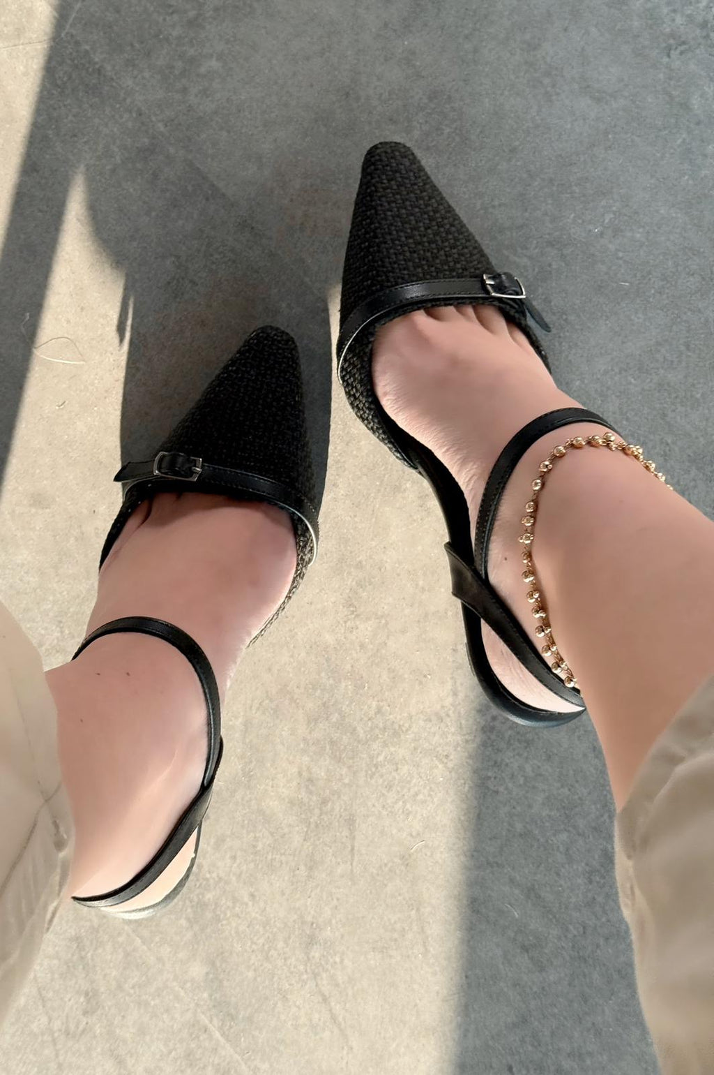 Rensowa Hasır Black Faux Leather Women's Stilettos