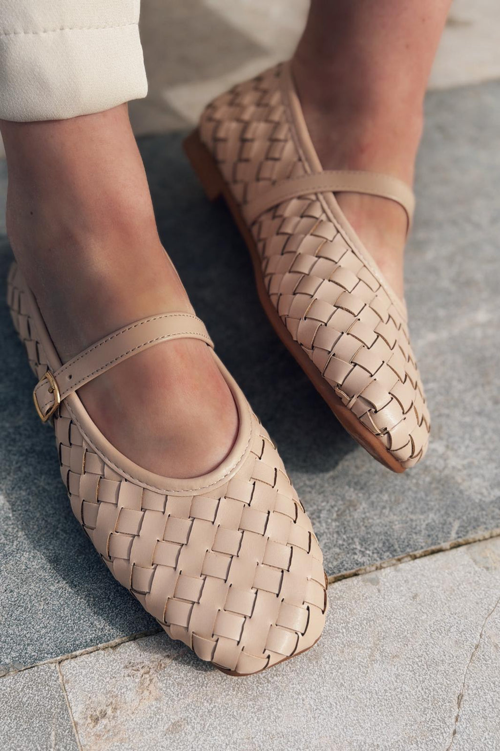 Roselle Nude Faux Leather Women's Flats