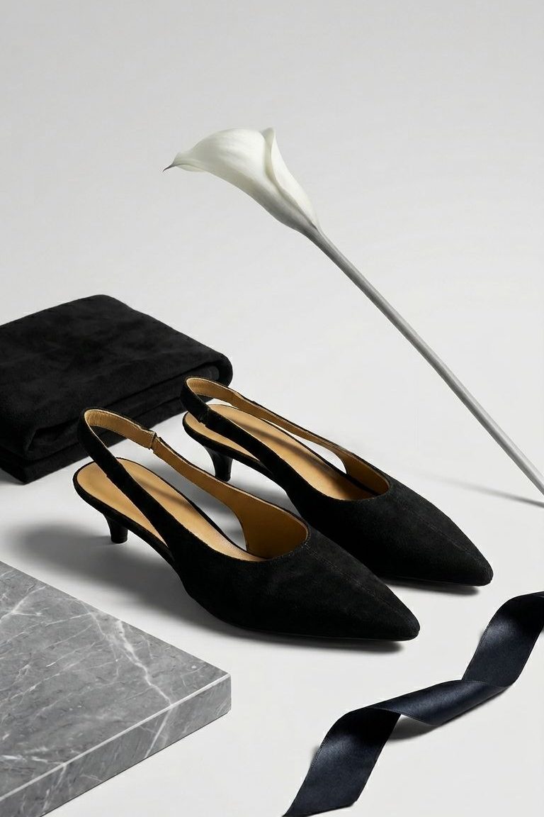 Selor Black Suede Genuine Leather Women's Stilettos