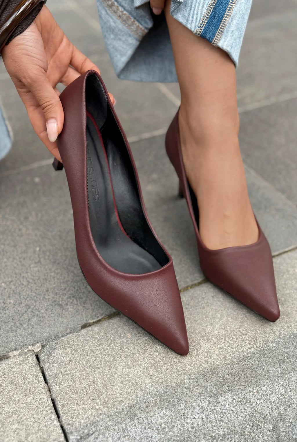 Delvion Bordeaux Faux Leather Women's Stilettos