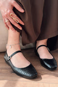 Edwons Black Patent Faux Leather Women's Flats