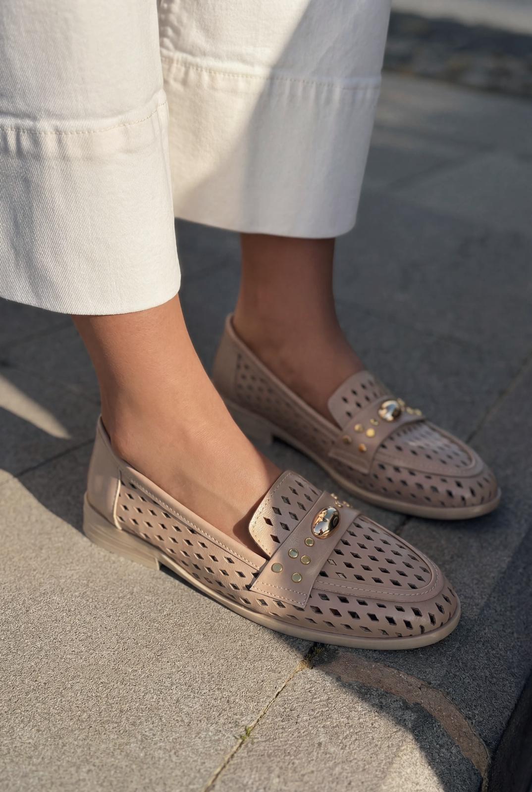 Ardion Beige Faux Leather Women's Loafers
