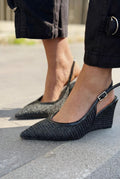 Solthera Black Woven Women's Stilettos