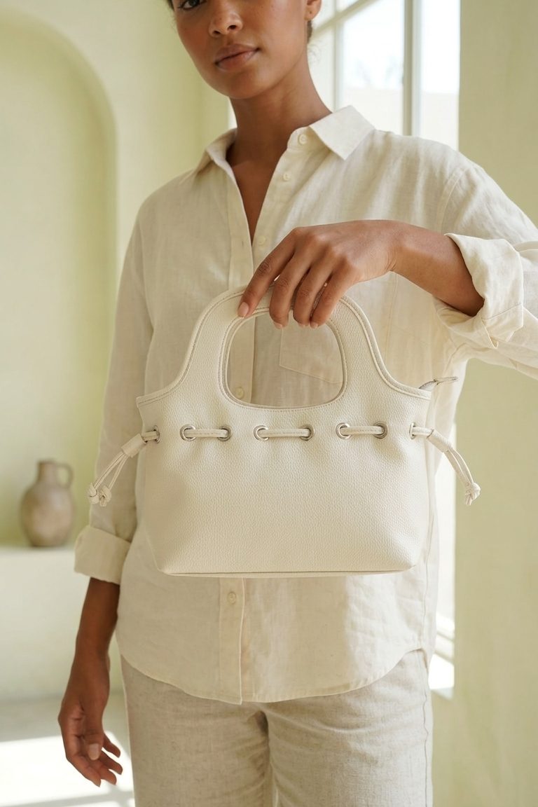 Varent White Faux Leather Women's Handbag