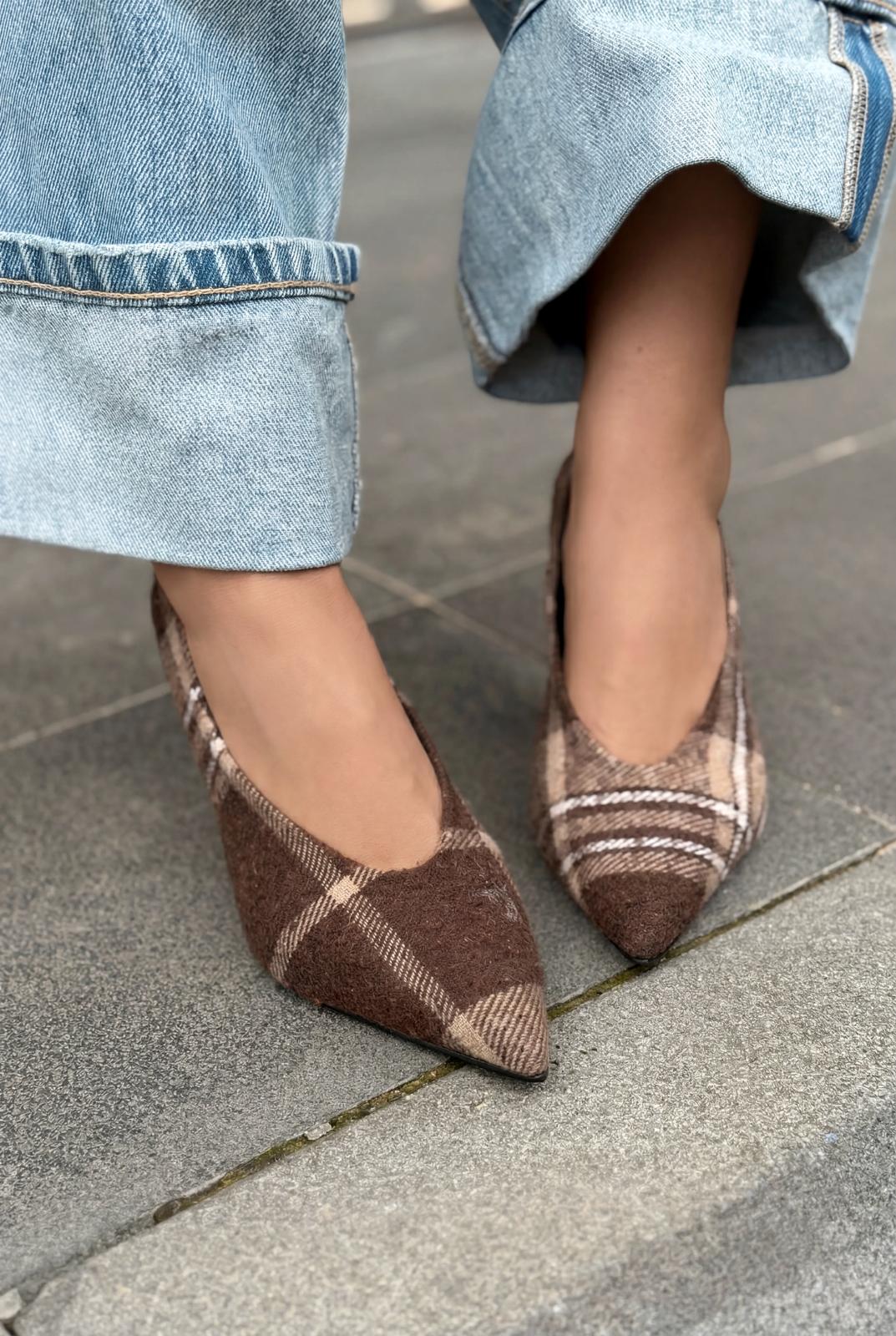 Kairo Brown Tweed Fabric Women's Stiletto