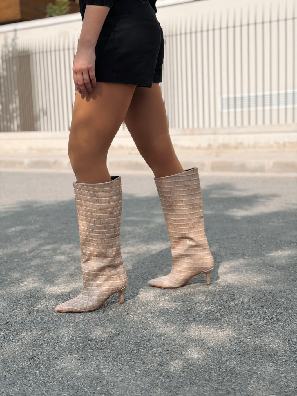 Gwen Patterned Women's Boots Nude