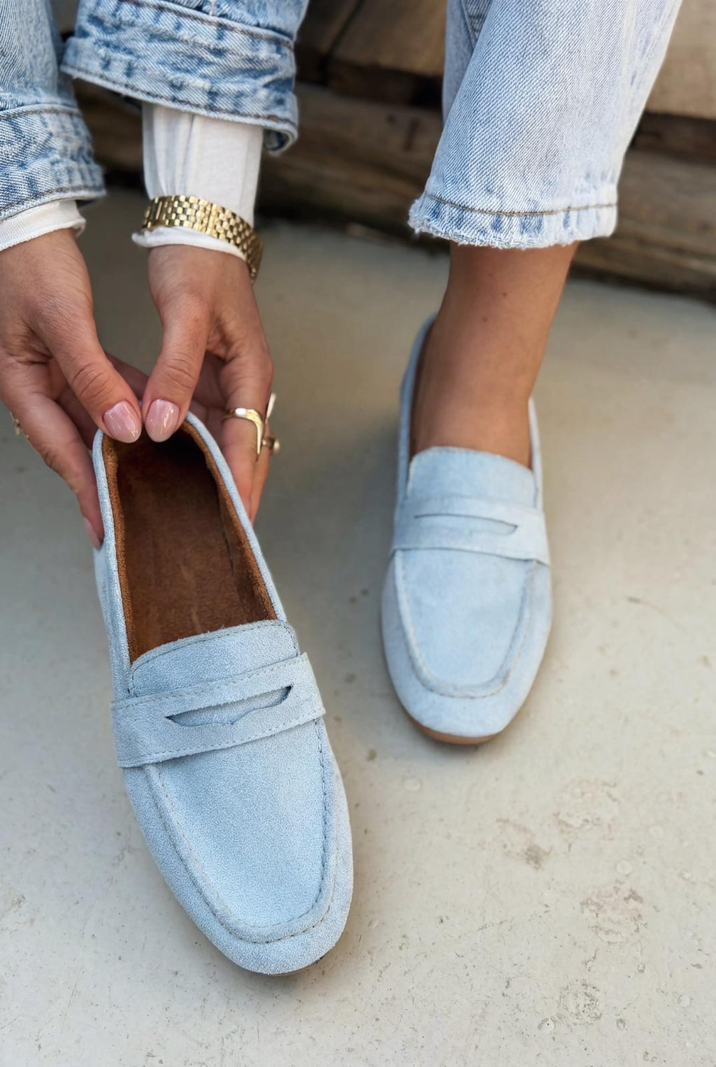 Orvino Women's Loafer Baby Blue Suede