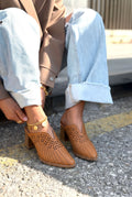 Noravina Genuine Leather Pumps Mule Tan