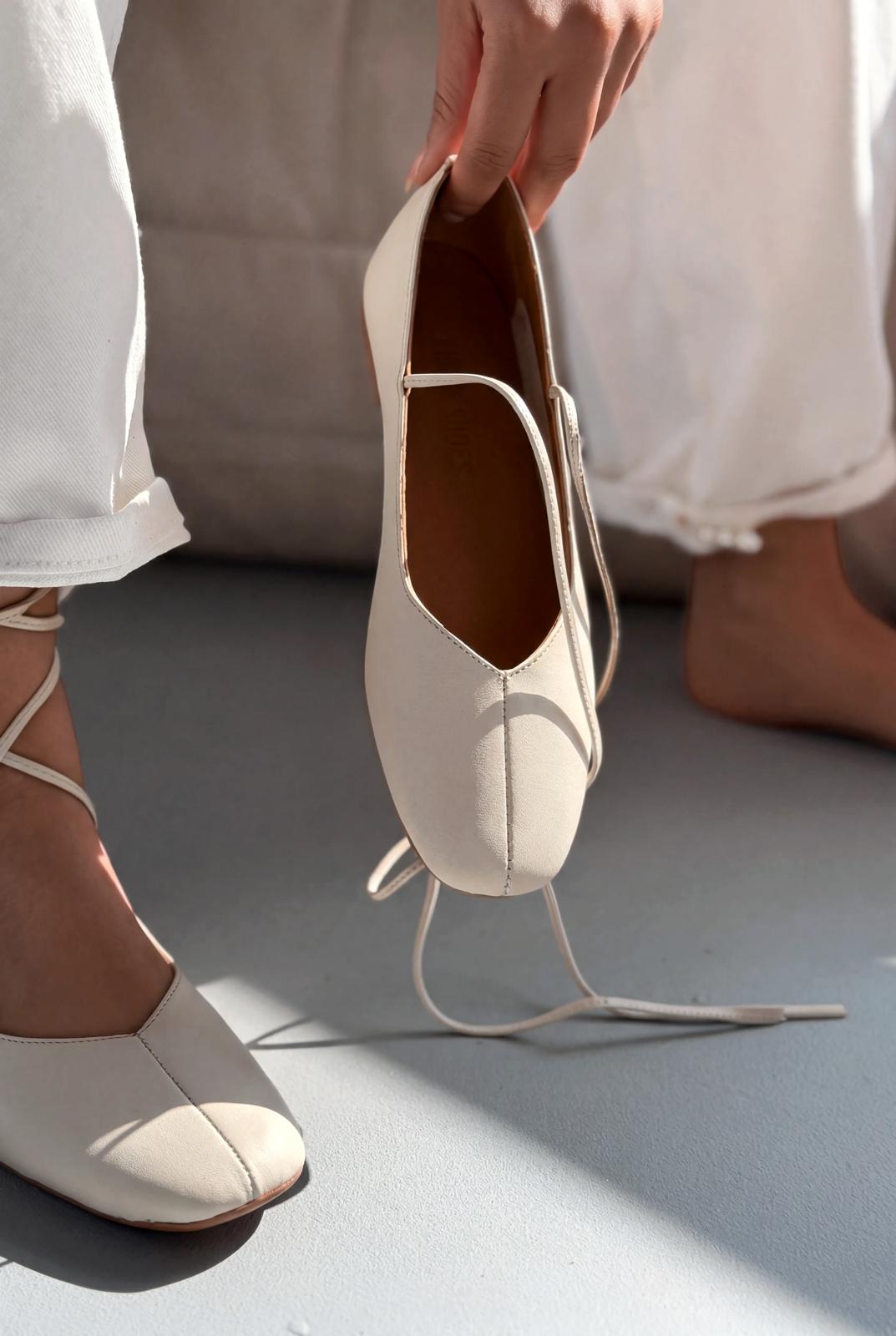 Morven Beige Genuine Leather Women's Flats