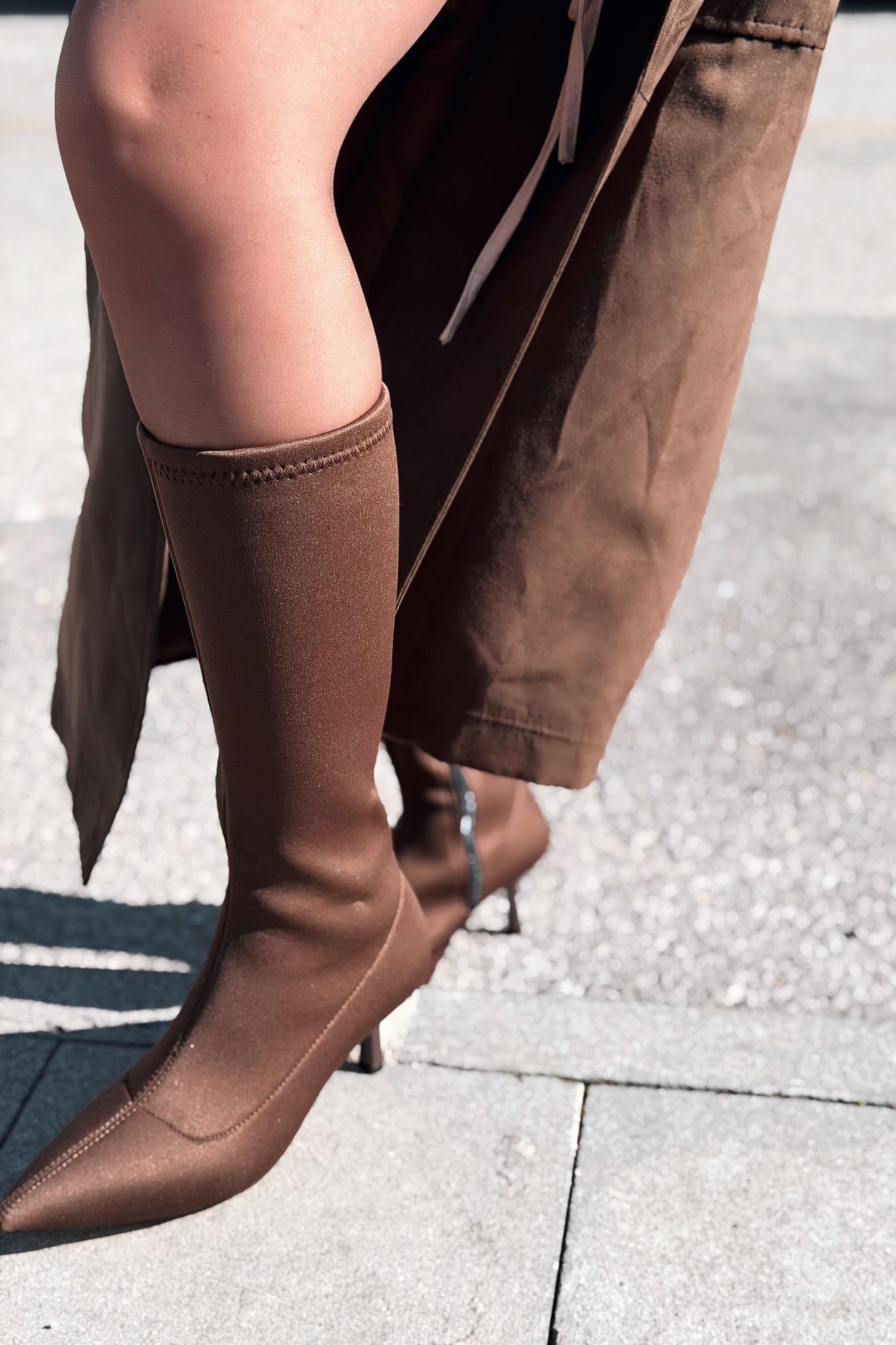 Ralve Light Brown Stretch Scuba Fabric Women's Pumps Boots