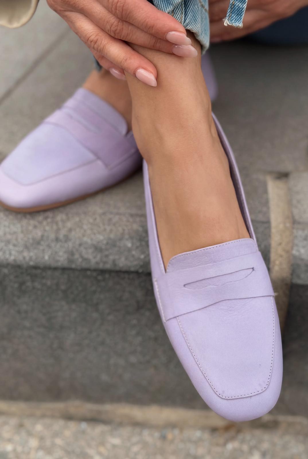 Melniel Lilac Genuine Leather Women's Loafers