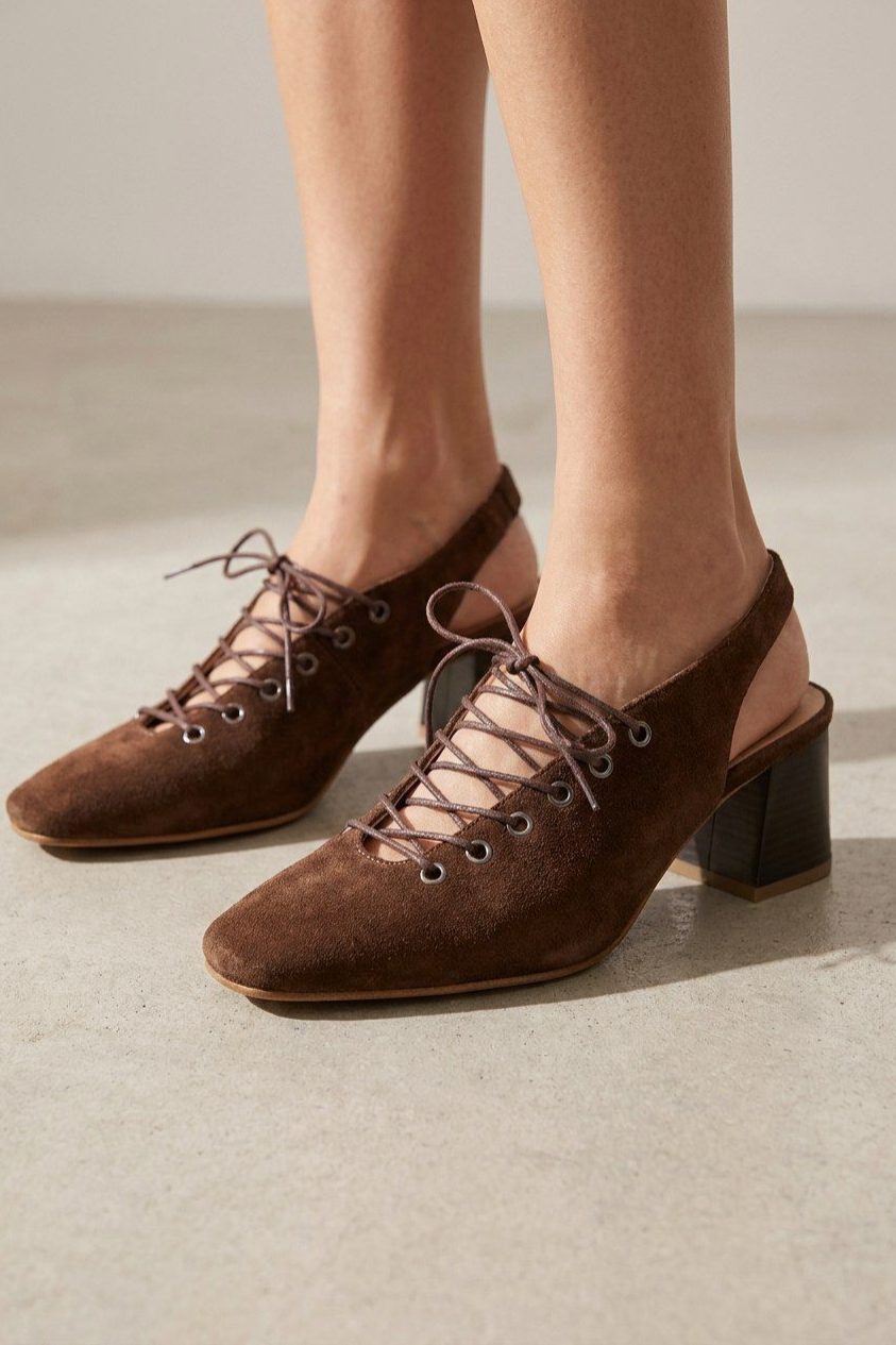 Yorella Dark Brown Suede Women's Pumps