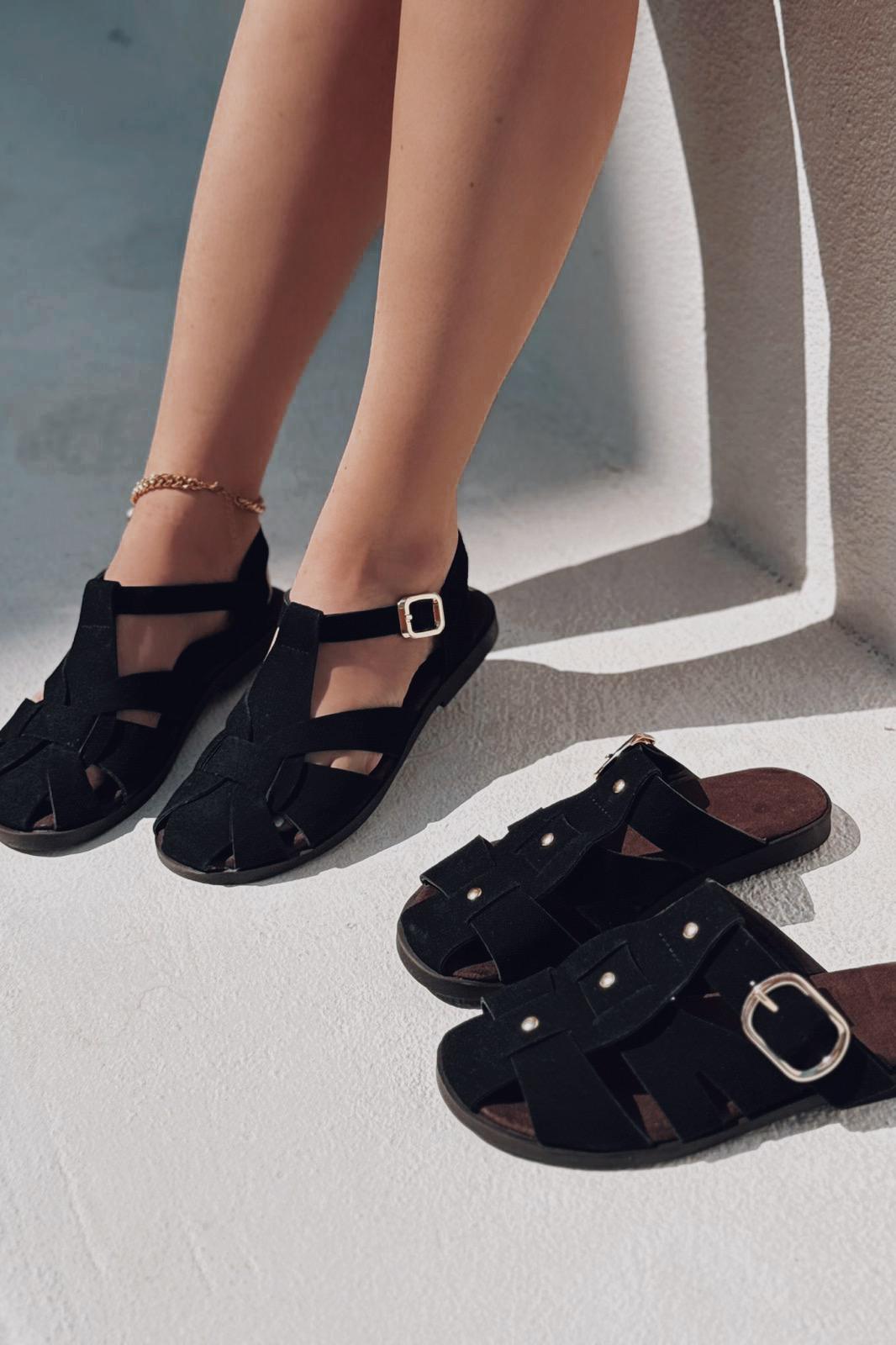 Valen Black Suede Women's Sandals