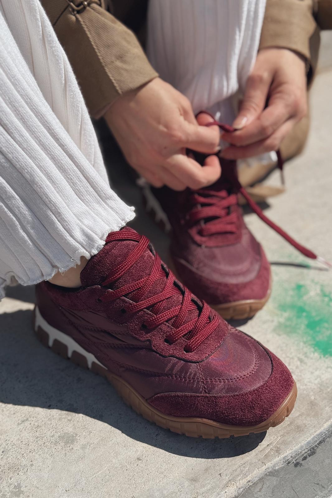 Romine Burgundy Parachute Fabric Women's Sneakers