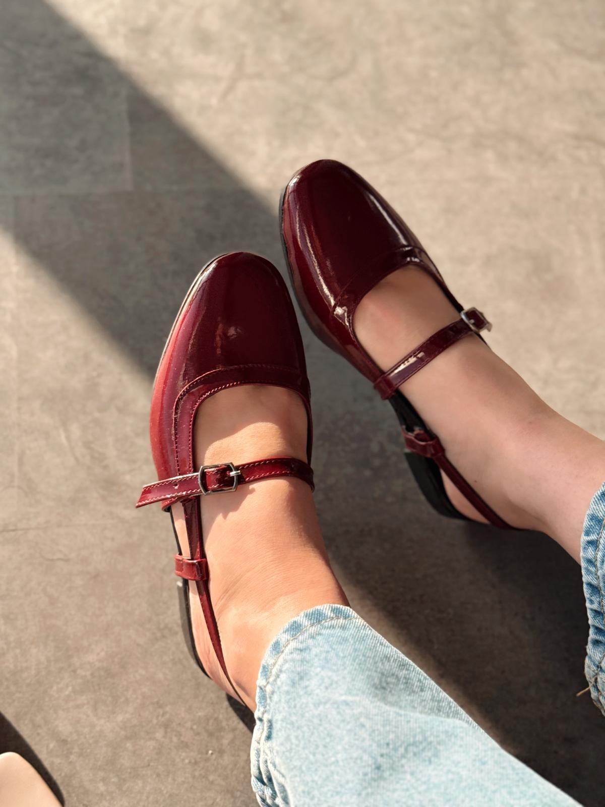 Minor Bordeaux Patent Faux Leather Women's Mary Jane